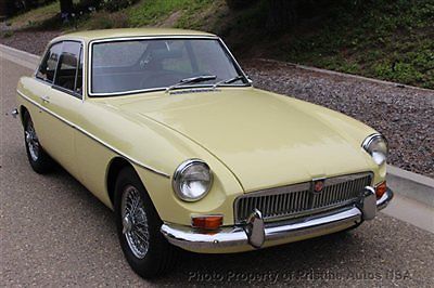 1968 mgbgt 4-speed with overdrive, solid california car, primrose yellow, red