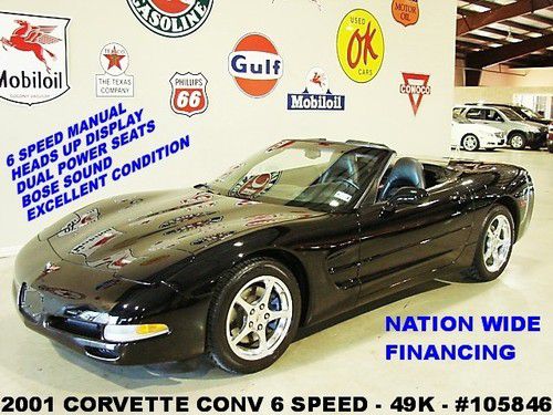2001 corvette conv,6 speed trans,hud,leather,bose,polish wheels,49k,we finance!!