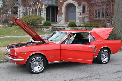 1966 ford mustang - 289 v8 - holley 4 bbl - c4 automatic - red / blk - clean car