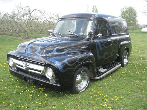 1953 ford f100 panel truck- 460 v8 - auto - custom interior - runs nice - sharp