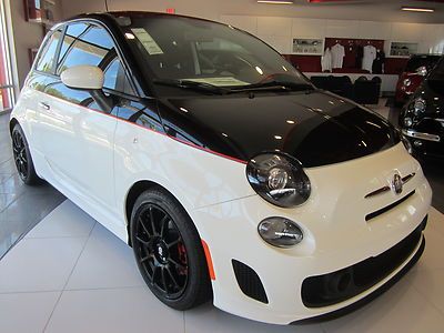 New white black fiat 500 sport turbo manual transmission eibach lowering spring