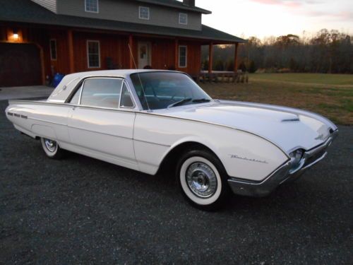 1962 ford thunderbird 2 door hardtop 390 z code white w/ red nice no reserve