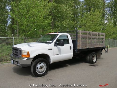 Ford f550 13&#039; flatbed pickup truck 7.3l turbo lift gate 4-spd auto a/c stakebody