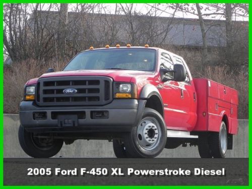 2005 ford f-450 xl crew cab utility 9ft service body 4x4 6.0l powerstroke diesel