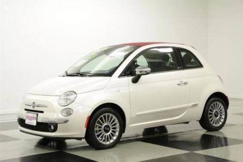 Lounge red soft top convertible heated  automatic white 2011 2013 2012 fiat 500c