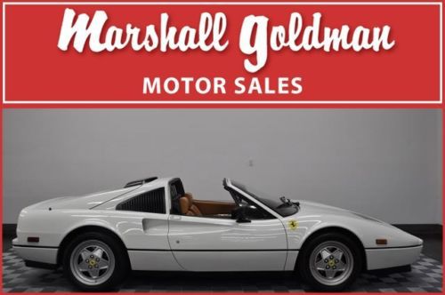 1989 ferrari 328 gts convertible  white brown leather serviced 15,400 miles