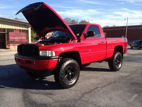 1998 dodge ram 4x4 awesome lifted 35" mud tires low miles viper red ram