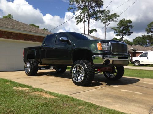 2013, gmc, sierra, z71, green, crewcab, leather, onstar, lifted, custom, truck,