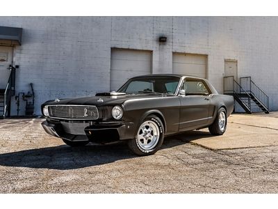 1966 mustang, 347 c.i./530 hp, flat black, custom bodied, top quality build!