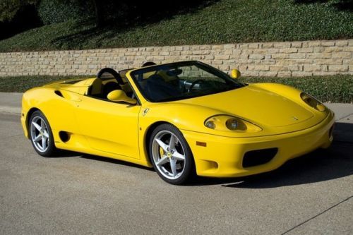 2004 ferrari 360 spider, only 7,500 miles! yellow / black, tubi, pristine car!