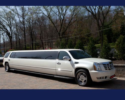 2007 pearl white cadillac stretch escalade limousine