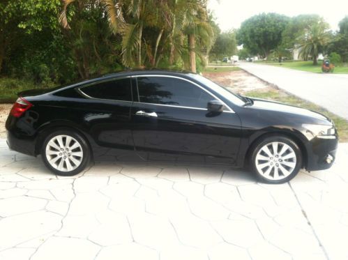 Black 2009 honda accord ex-l 3.5 l v6 coupe low miles 48k loaded leather cold ac