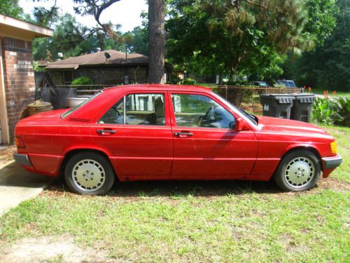 1992, mercedes- benz 190 e class, red, 4 door, leather interior,