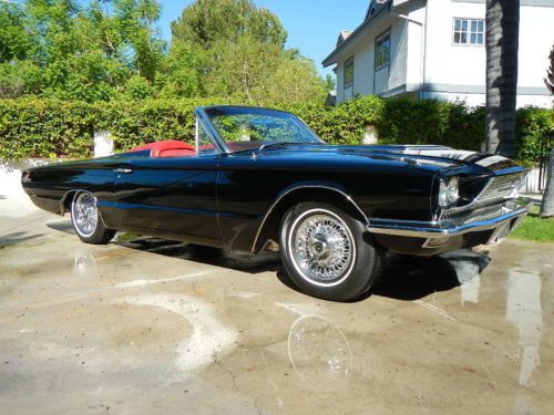 1966 ford thunderbird convertible black w red leather roadster w wire wheels