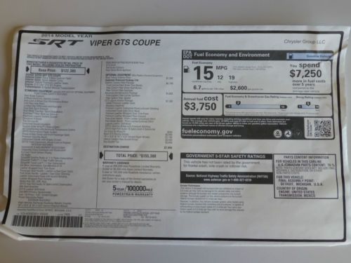 2014 SRT Viper  GTS, US $155,380.00, image 14