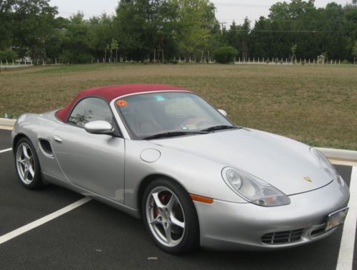 2002 porsche boxster s heavily optioned, silver/red 6 speed 56k miles loaded