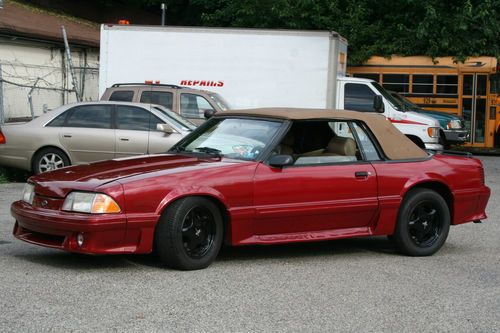 1987 ford mustang gt convertible red w/tan interior with  powerdyne supercharger