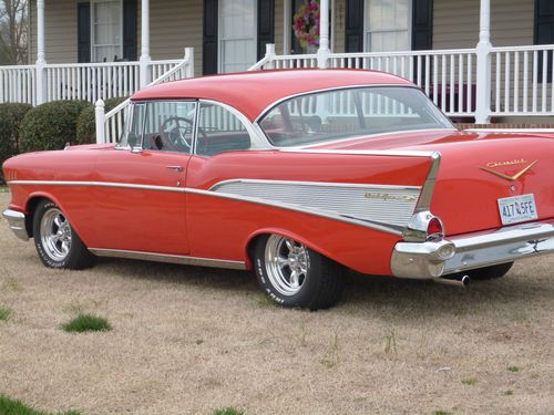 1957 chevy, frame off restoration, matador red,