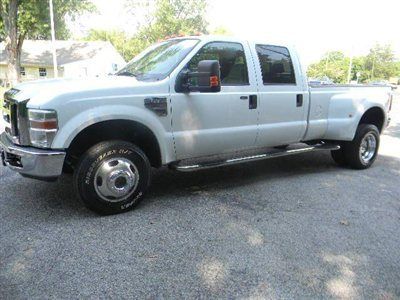 2008 ford f350 crew lariat dually 4x4.6.4 turbo d.solid white with roof!.rite 1!