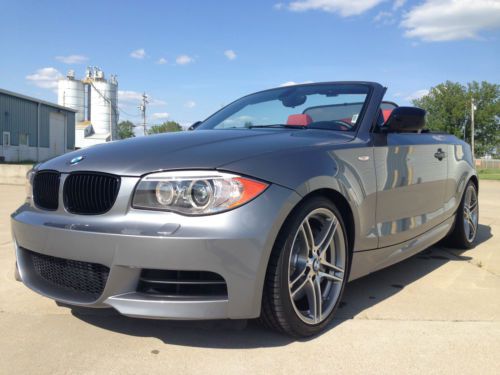 2013 bmw 135is convertible 320hp fact warranty space grey w/ coral red leather