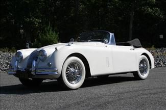 1960 white xk150 dhc, chrome wires, restored, 4-speed/od matching numbers