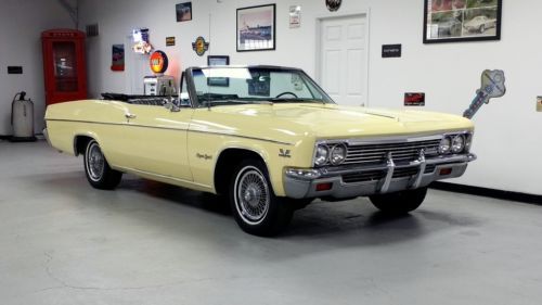 Fun 1966 impala ss #s 396 auto power convertible rare yellow-video-no reserve!