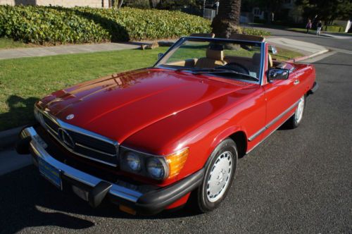 1988 560sl original owner car in signal red &amp; &#039;palomino&#039; color combination