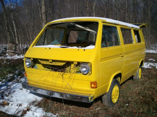 Vw, bus, yellow, vanagon, no engine, rolling chassis, automatic, new brakes