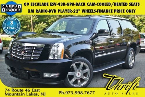09 escalade esv-43k-gpa-back cam-cooled seats-dvd player-finance price only
