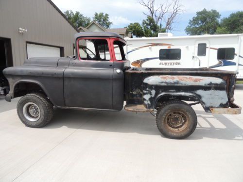 1957 napco chevrolet 3100 factory 4 wheel drive big back glass with parts truck!