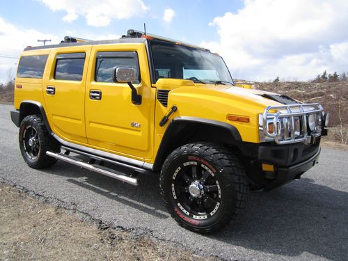 2003 hummer h2 awd yellow-leather-roof-3rd row-5k upgrades-very clean-67k