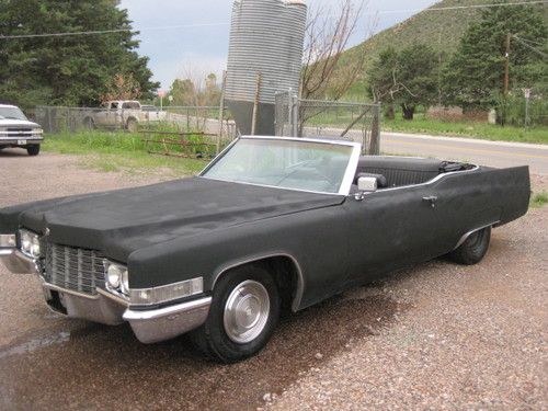 1969 convertible, cadillac,coupe deville,  arizona car, flat black, hot-rod