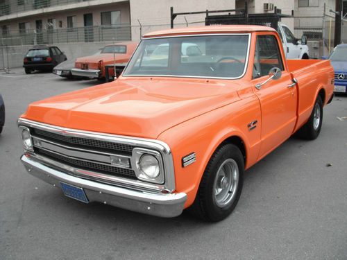 1969 chevrolet shortbed frame off a/c big window ps discs orange beautiful truck