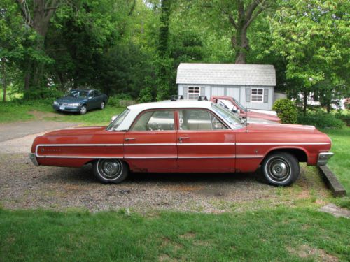 1964 chevrolet impala 4 door,283, substantial rust, starts, runs, drives, stops