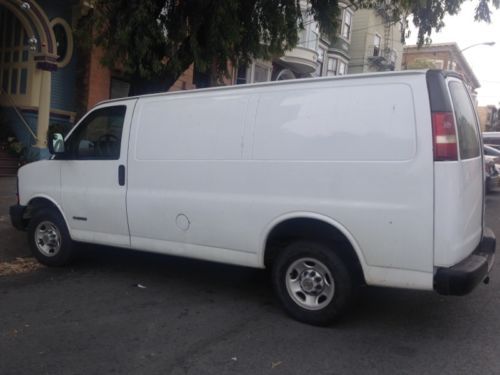 2004 white cargo van, new hitch with braking system, roof racks