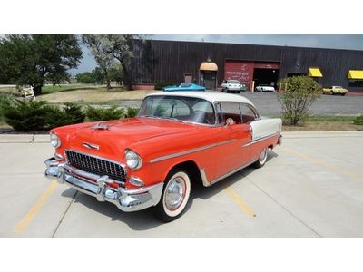 1955 bel air gypsy red and white hardtop frame off restored