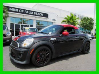 12 new midnight black manual:6-speed jcw 1.6l i4 coupe *red roof &amp; sport stripes