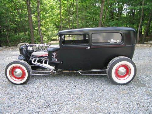 1930 ford model a 2 door sedan flat black nailhead buick hot rod rat rod