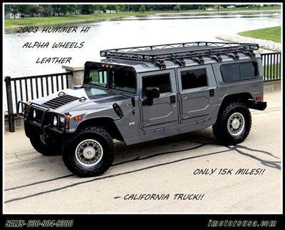 2003 hummer h1 wagon black diamond on gray lthr only 15k miles alpha whls rare!!