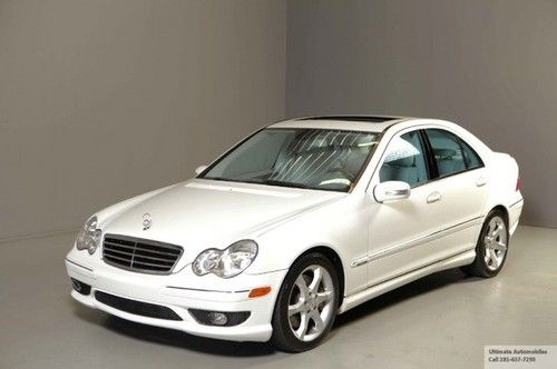 2007 mercedes c230 sport sunroof leather alloys 63k low miles shades auto wood !
