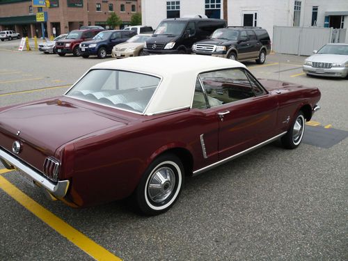 Classic 1965 ford mustang burgandy white hard top