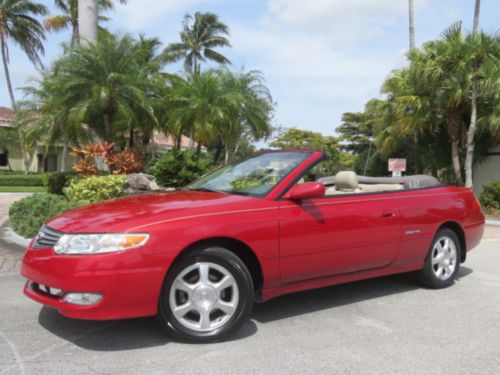 Drop the top-02 toyota solara sle v-6 convertible-flame red-leather-no reserve!!