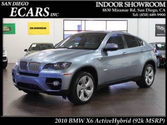 2010 bmw activehybrid x6 loaded 92k msrp factory warranty blue on white interior