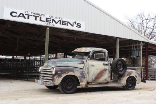 1952 chevy 3100 5 window truck-350ci-350 turbo-22&#034; steel&#039;s-new tires-fresh paint
