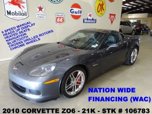 2010 corvette z06,6 speed trans,hud,nav,htd lth,bose,chrome whls,21k,we finance!