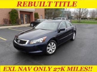 2008 honda accord exl fully loaded 2.4l 4cyl only 27k miles, nav leather