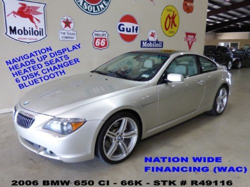 2006 650ci coupe,auto,sunroof,nav,hud,htd lth,6disk cd,20in whls,66k,we finance!