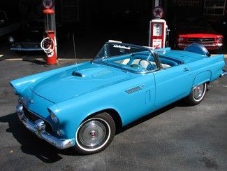 1956 peacock blue t-bird thunderbird frame off restored very nice soft top