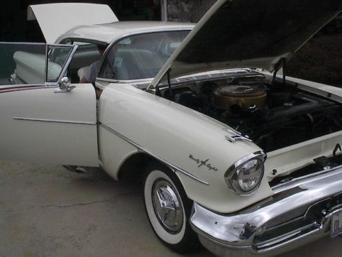 1957 oldsmobile starfire 98  holiday coupe, factory-correct victoria white!