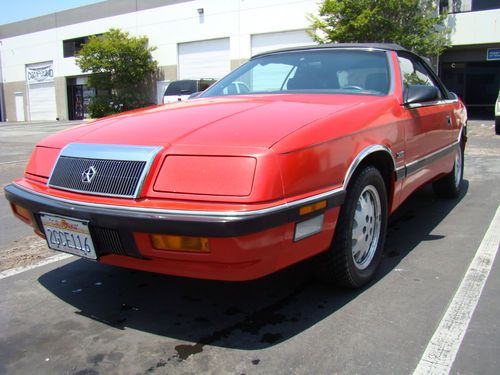 1987 chrysler lebaron convertible turbo red ext., leather int., loaded 78k miles